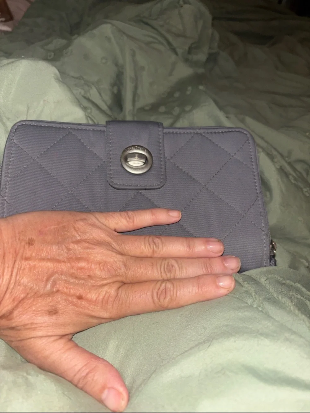 Quilted gray Vera Bradley Women's Zip-Around Wallet with front closure - Picture 6 of 6